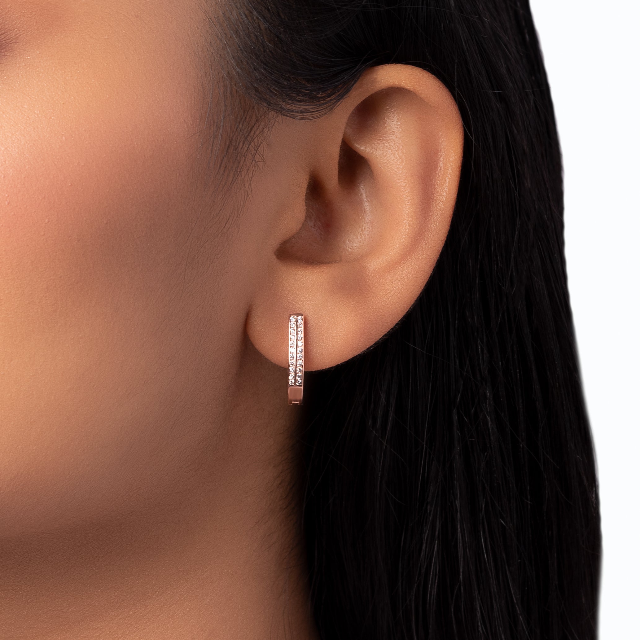Rose Gold Zircon Falls Hoops (Earrings)