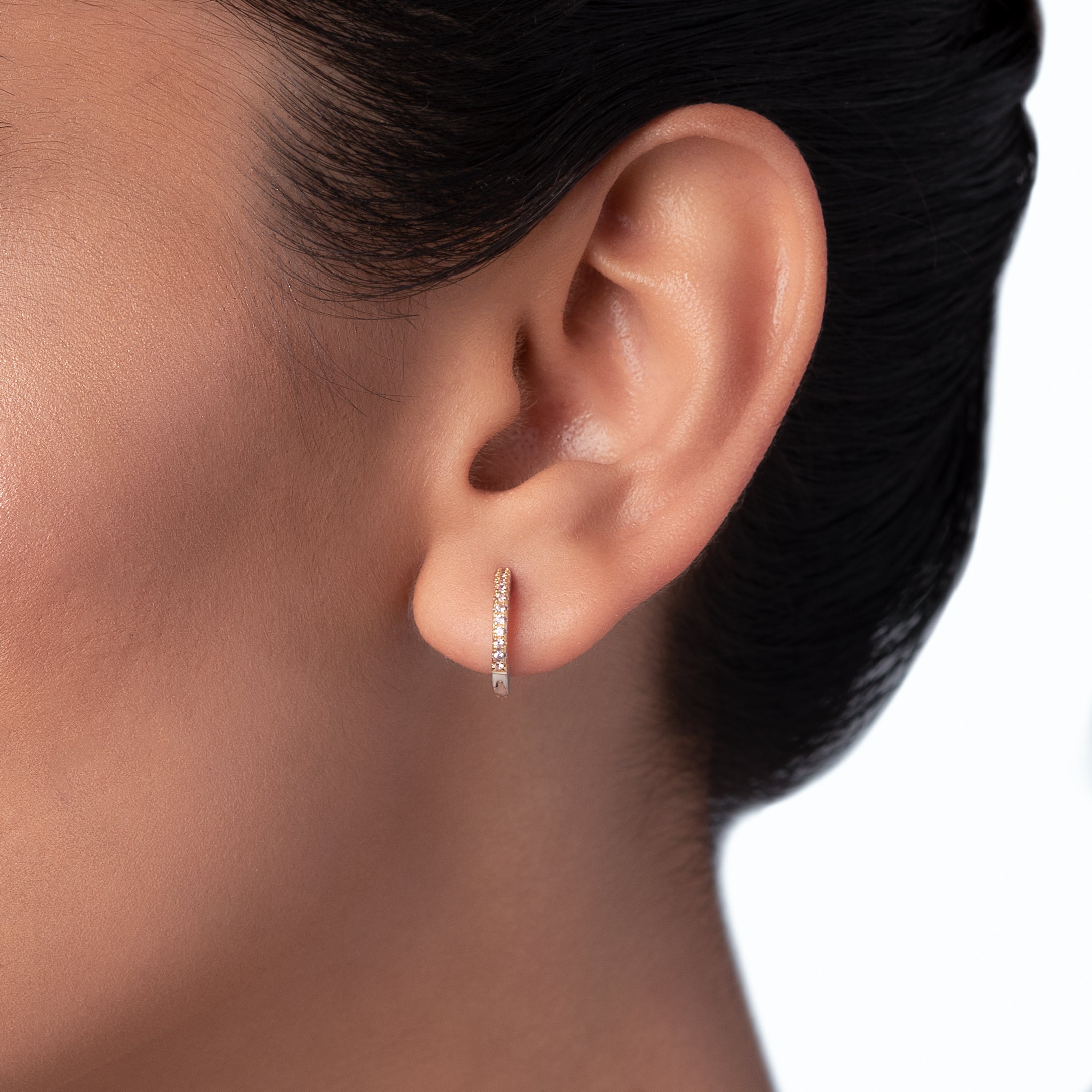 Silver Dual Tone Zircon Hoops (Earrings)