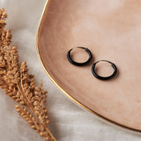Silver Simply Black Hoops (Earrings)