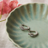 Silver Zircon Heart Hoops (Earrings)