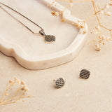 Antique Silver Crystal Stripes Necklace Set