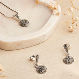 Antique Silver Crystal Dome Necklace Set