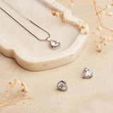 Silver Teardrop Zircon Necklace Set