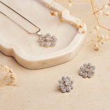 Silver Zircon Snowflake Necklace Set