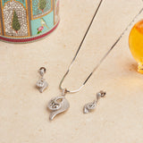 Silver Zircon Wave Dance Necklace Set