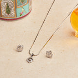 Silver Zircon Bloom Necklace Set
