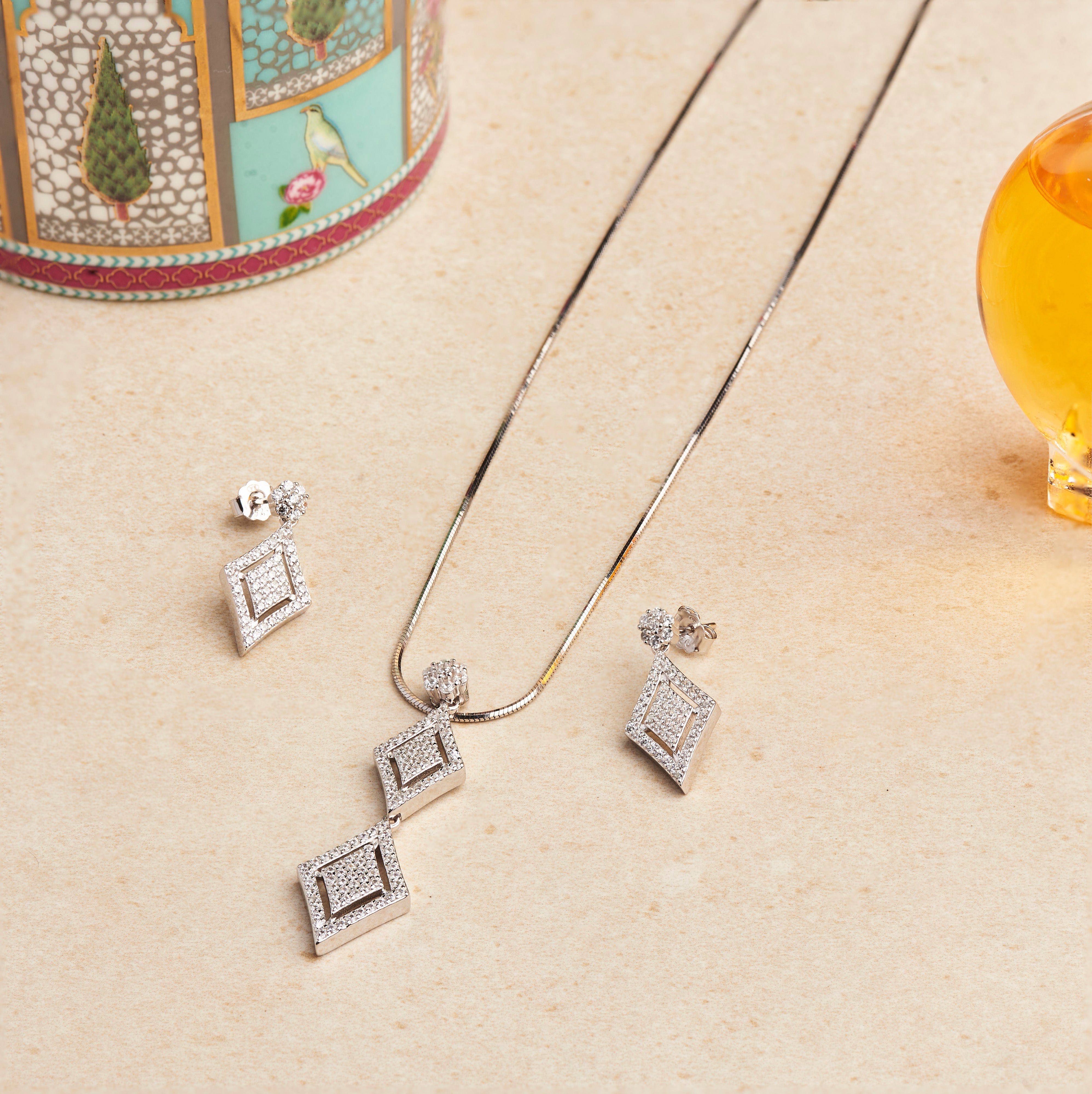 Diamond Danglers Necklace Set