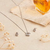 Silver Zircon Loopy Box Necklace Set