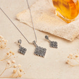 Oxidized Silver Marcasite Maze Necklace Set