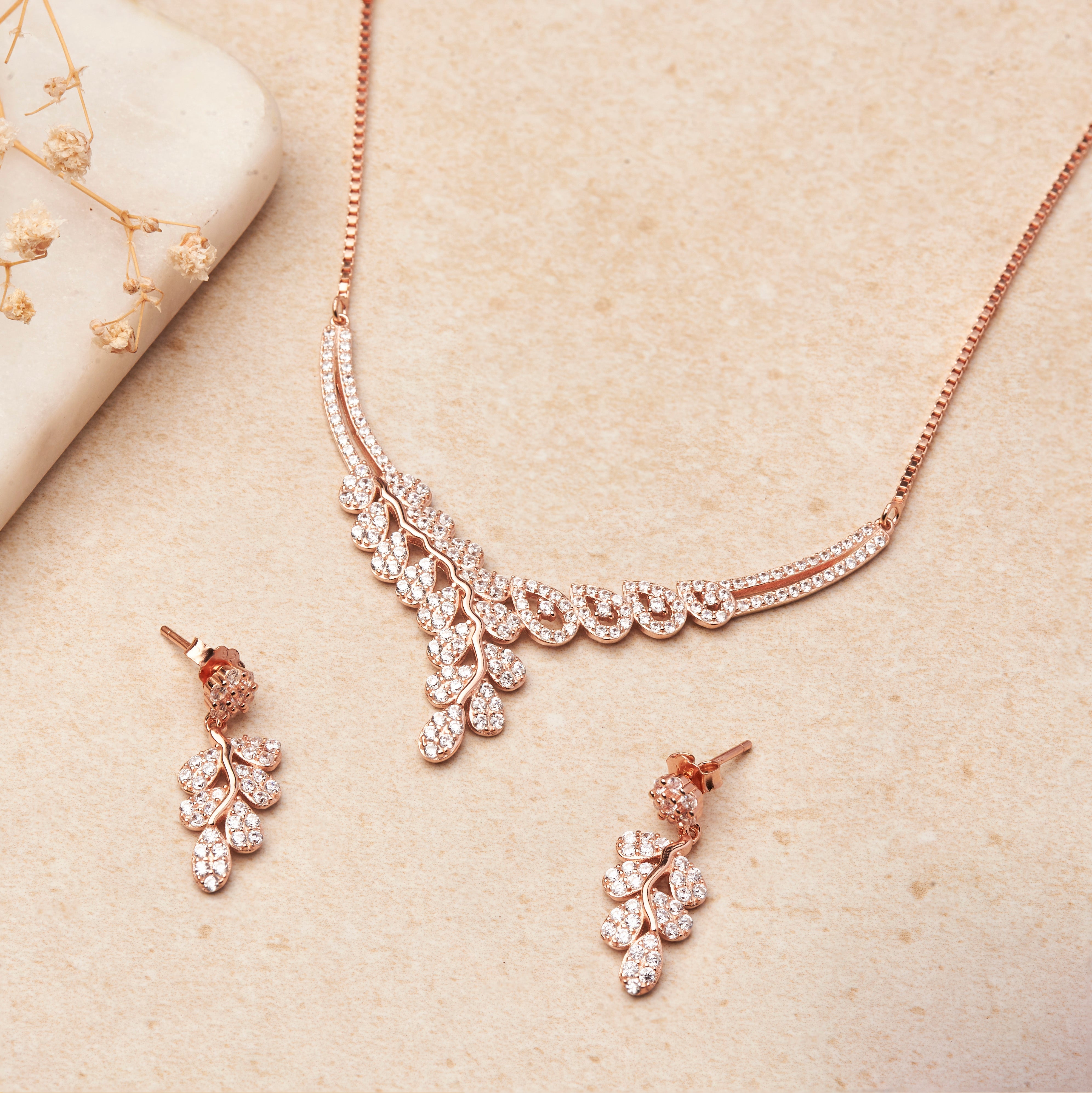 Rose Gold Grapevine Necklace Set