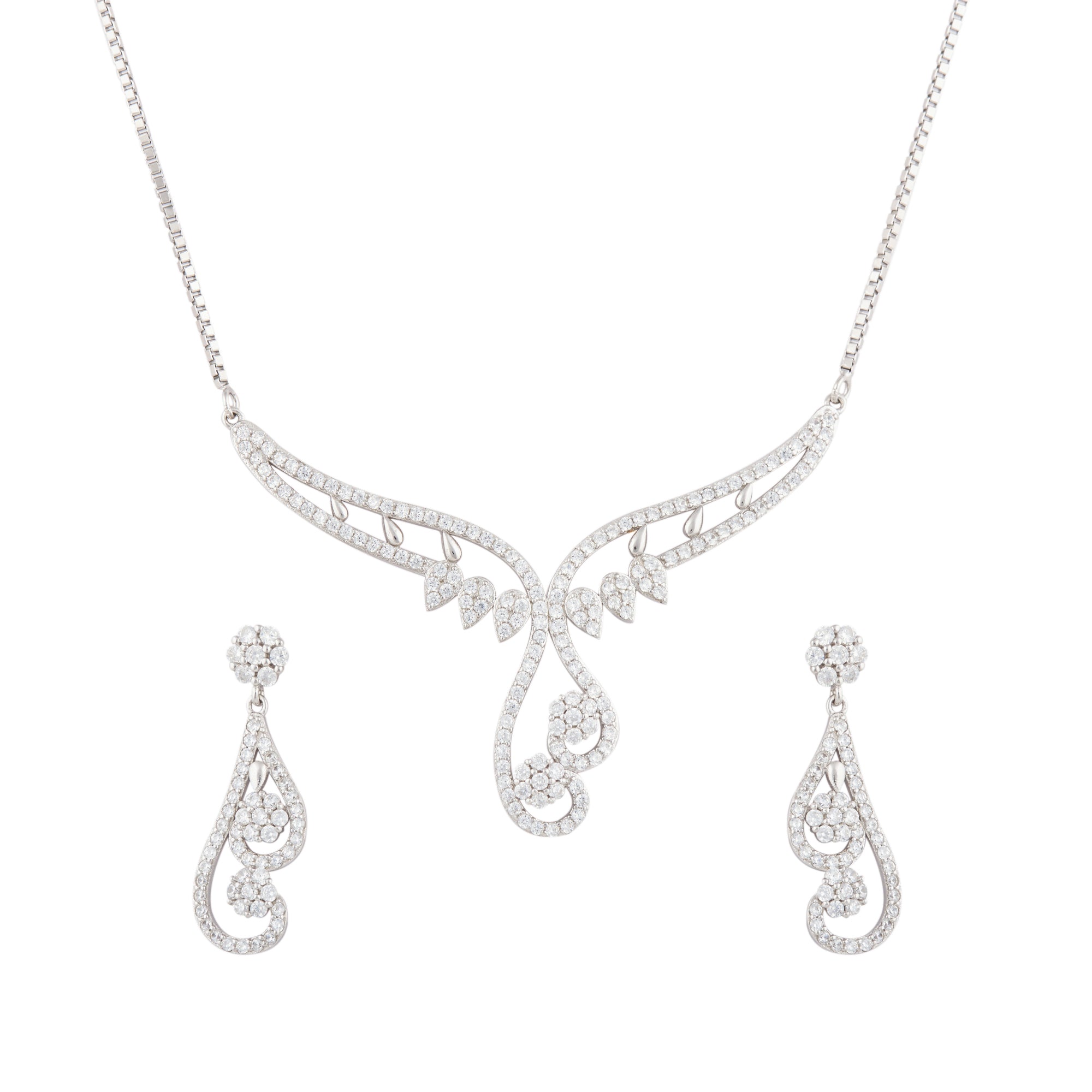 Silver Phoenix Wings Necklace Set