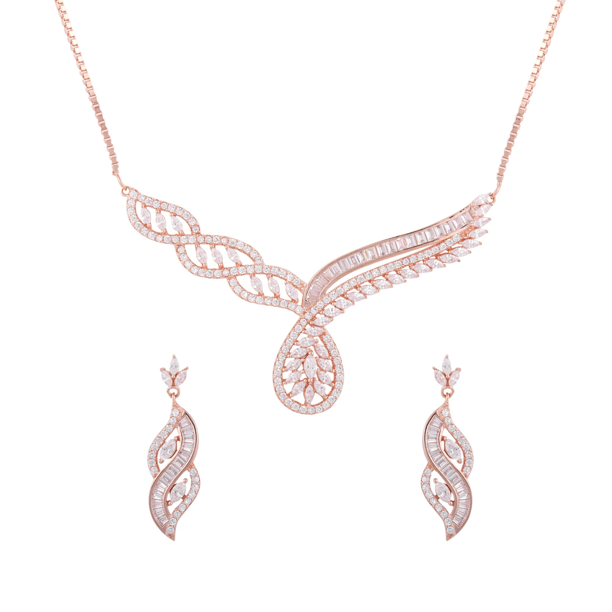 Rose Gold Rising Phoenix Necklace Set