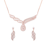 Rose Gold Rising Phoenix Necklace Set