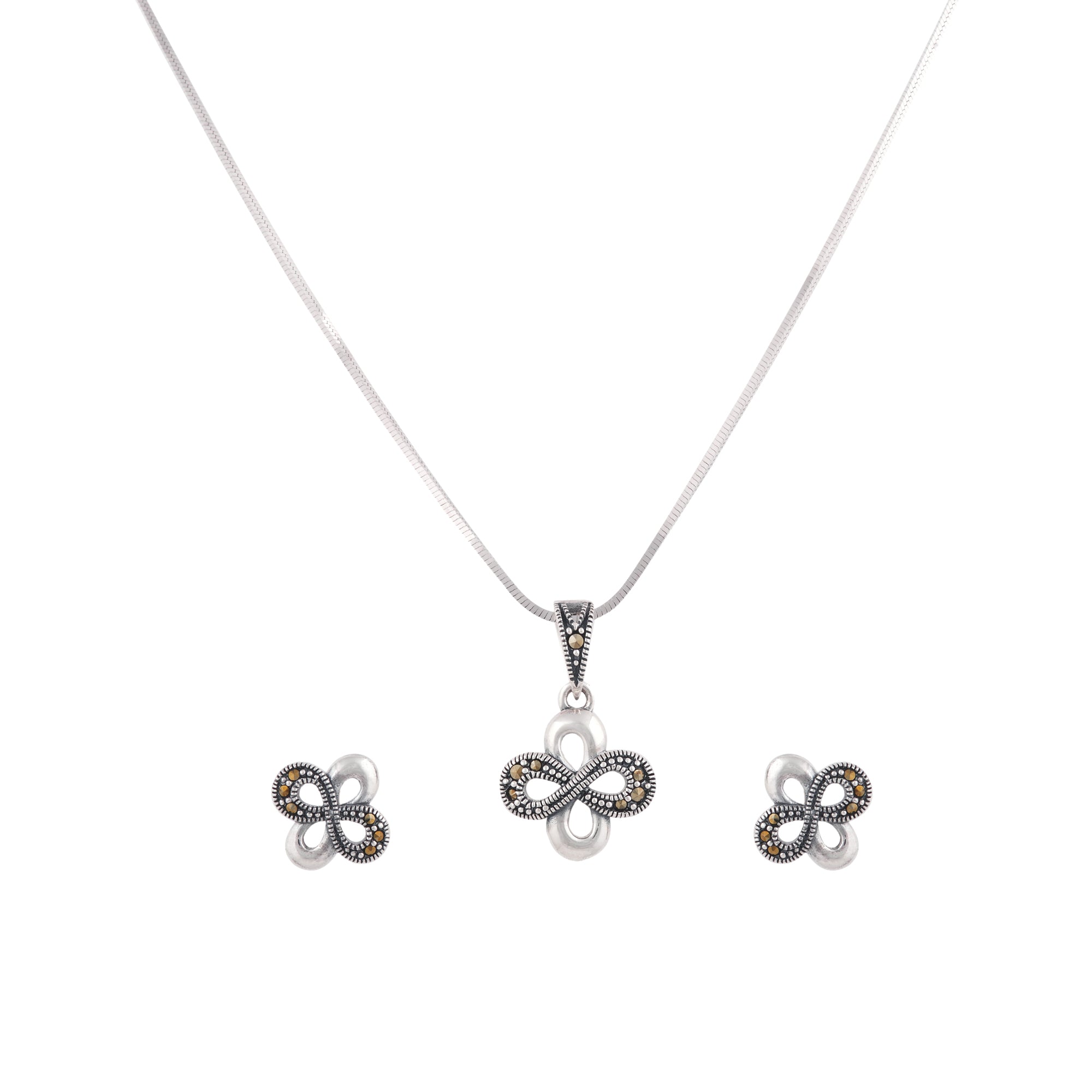 Antique Silver Infinity Necklace Set