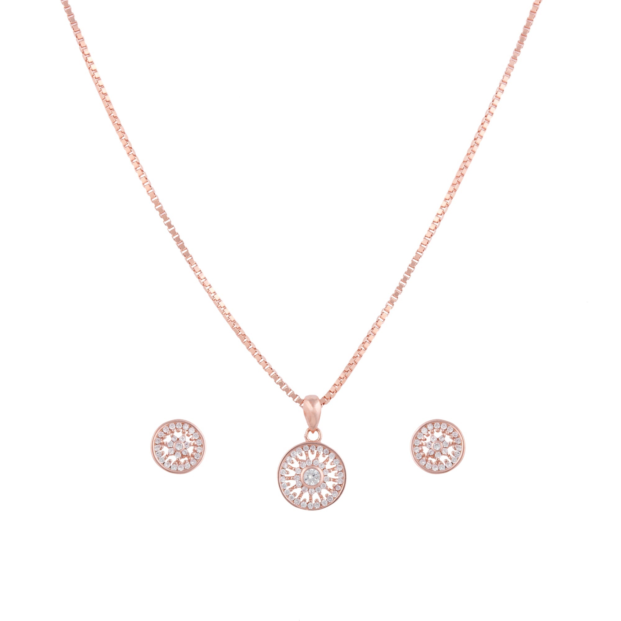 Rose Gold Zircon Iris Necklace Set