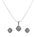 Antique Silver Crystal Stripes Necklace Set
