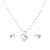 Silver "Half of My Zircon Heart" Necklace Set