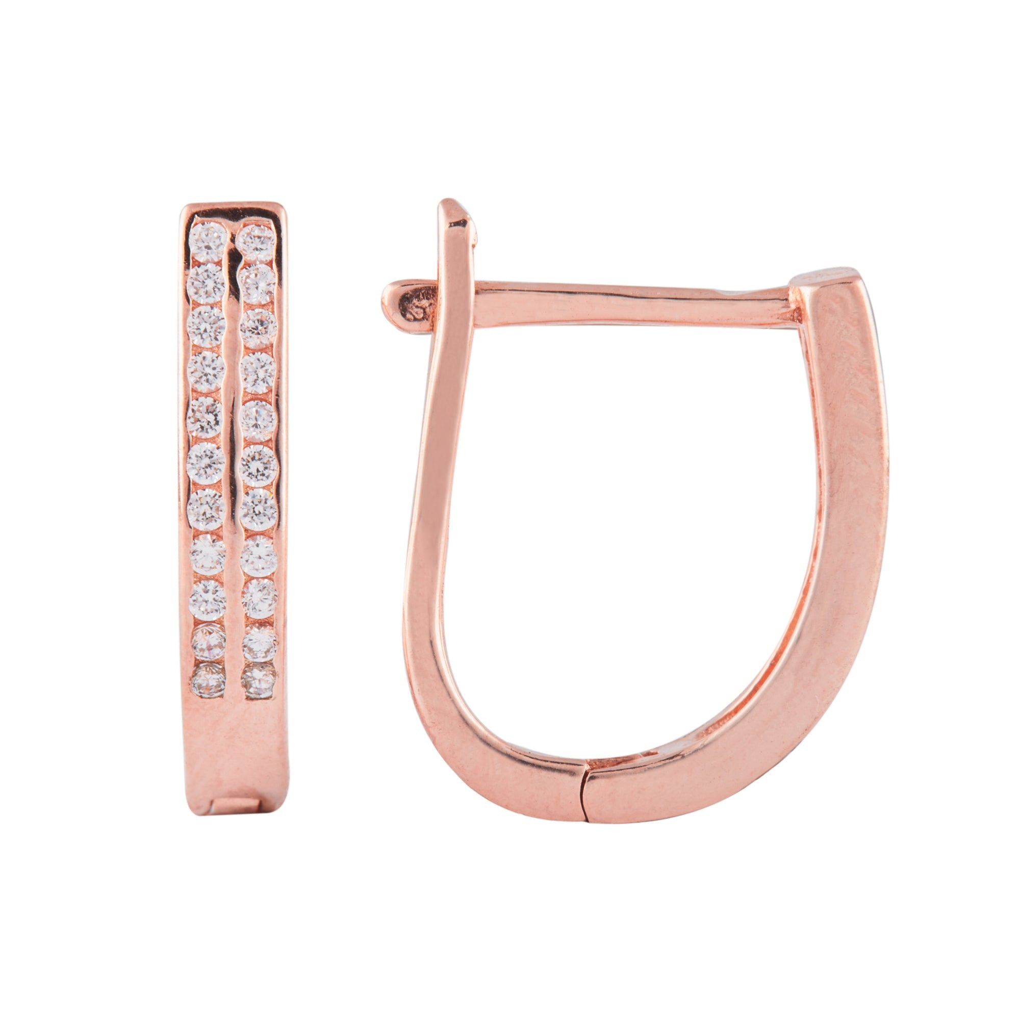 Rose Gold Zircon Falls Hoops (Earrings)