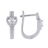 Silver Zircon Heart Hoops (Earrings)