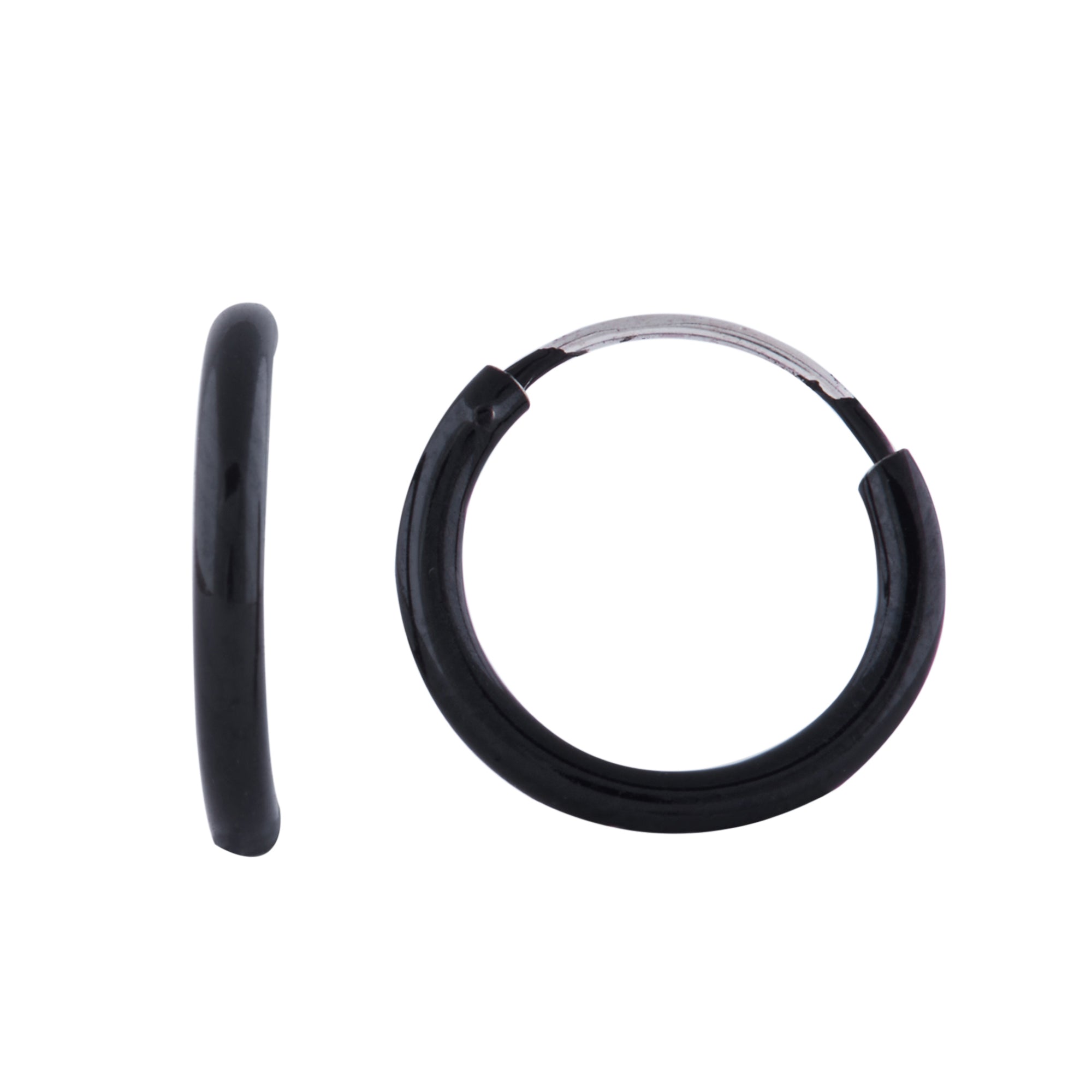Silver Simply Black Hoops (Earrings)