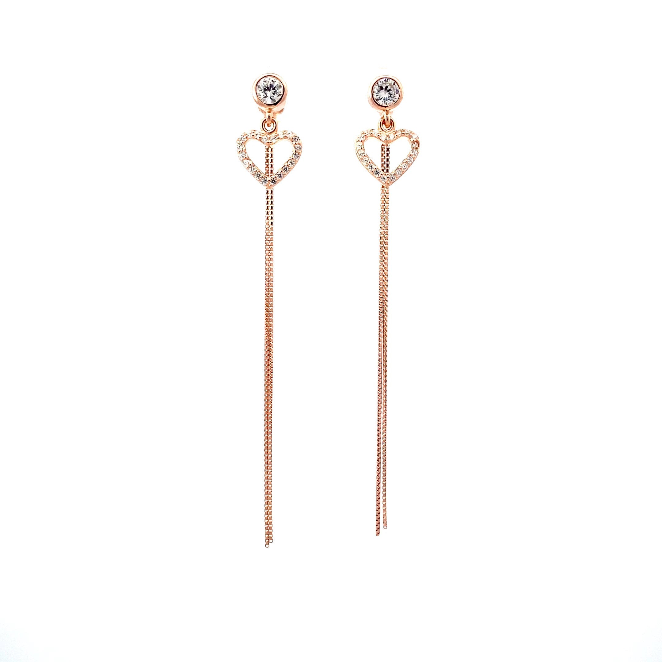 Waterfall Hearts Rose Gold Earrings