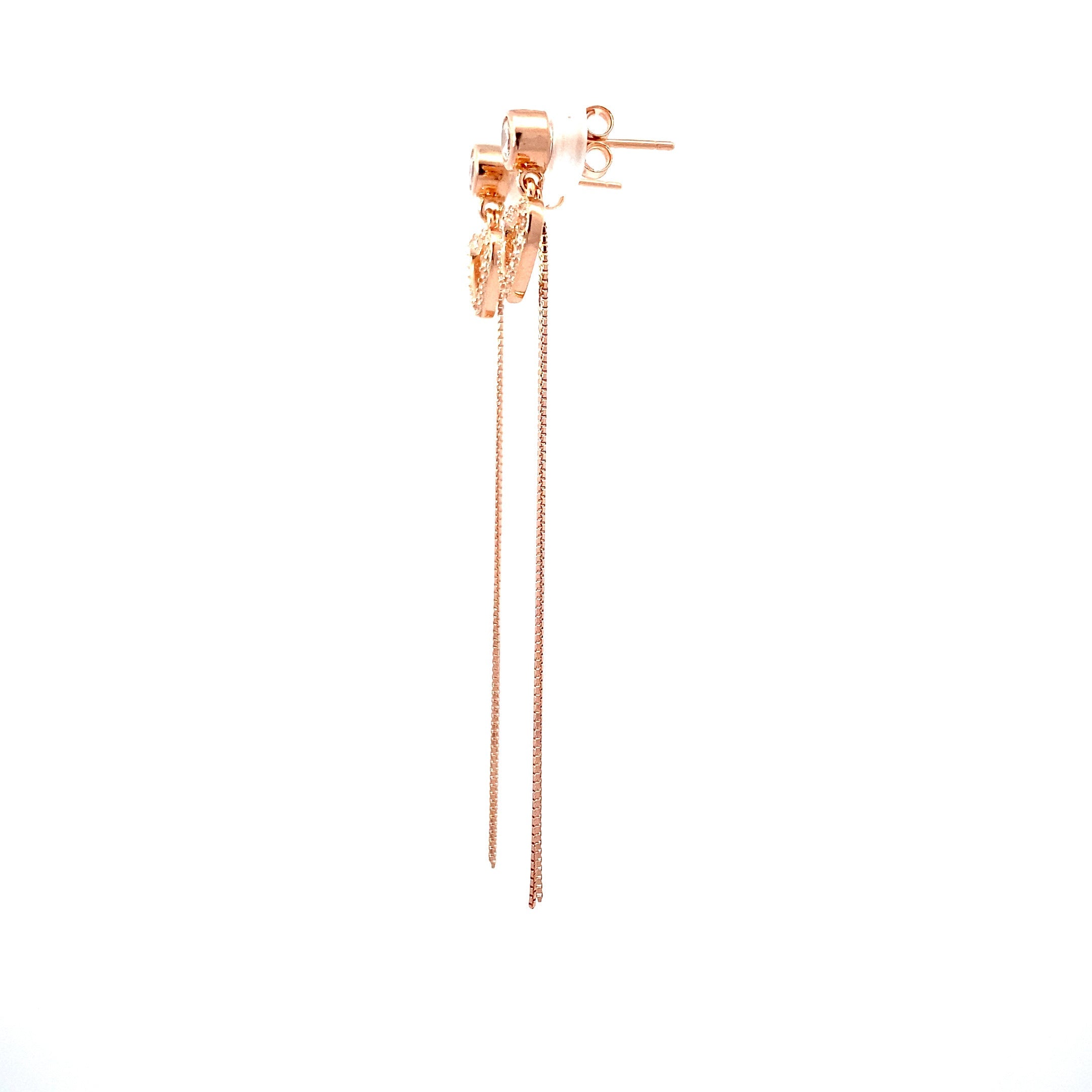 Waterfall Hearts Rose Gold Earrings
