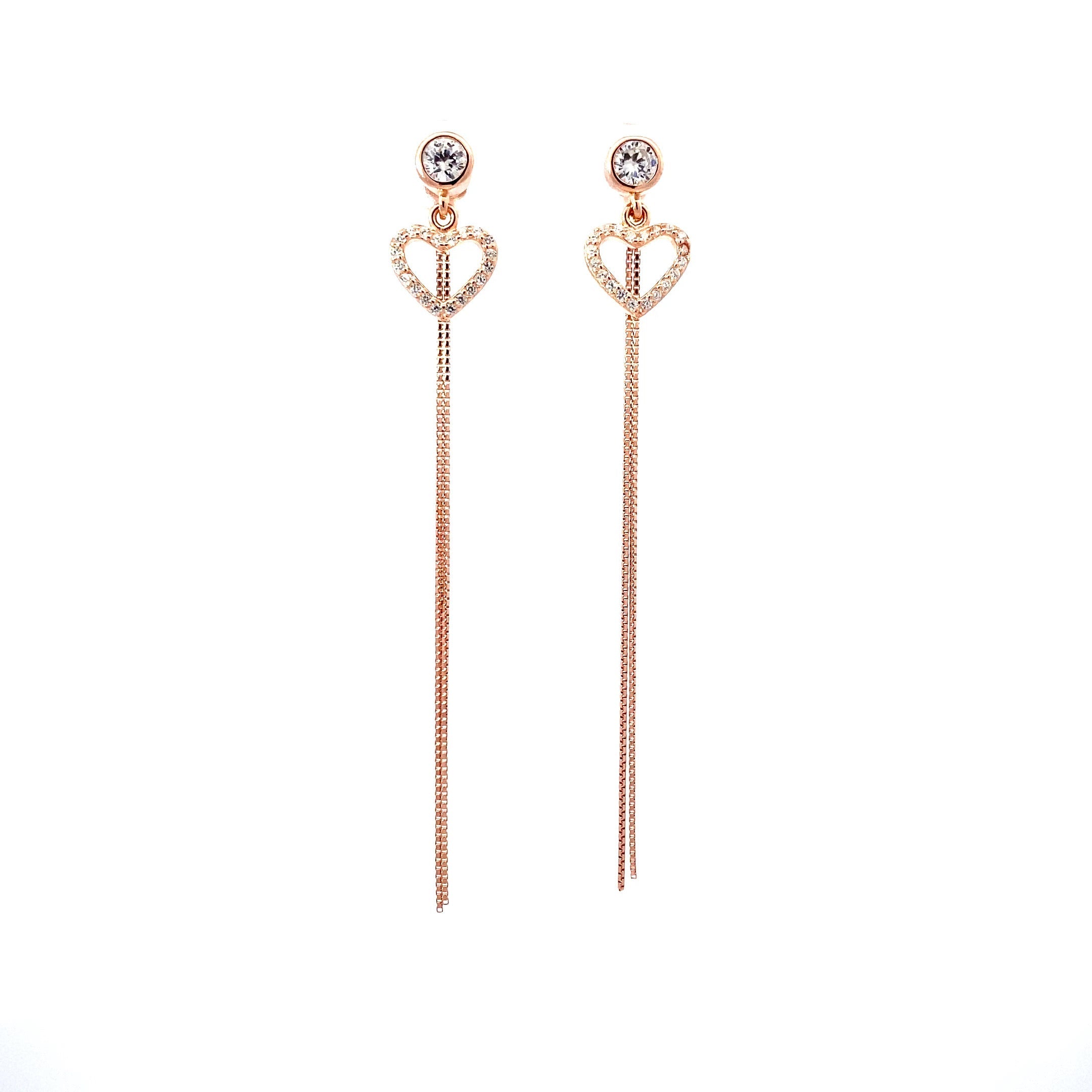 Waterfall Hearts Rose Gold Earrings