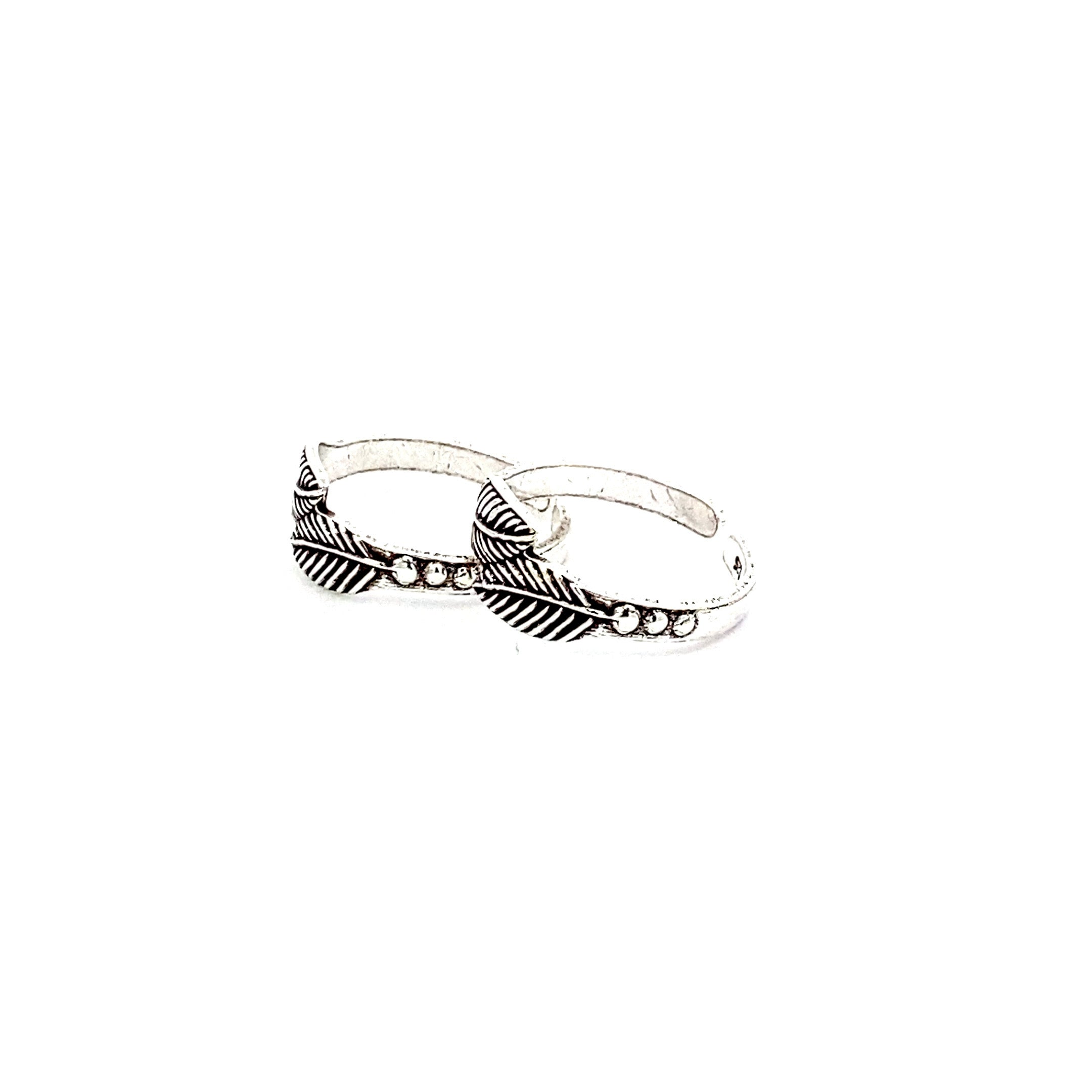 Antique Leaf Silver Toe Rings