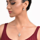 Silver Zircon Wave Dance Necklace Set
