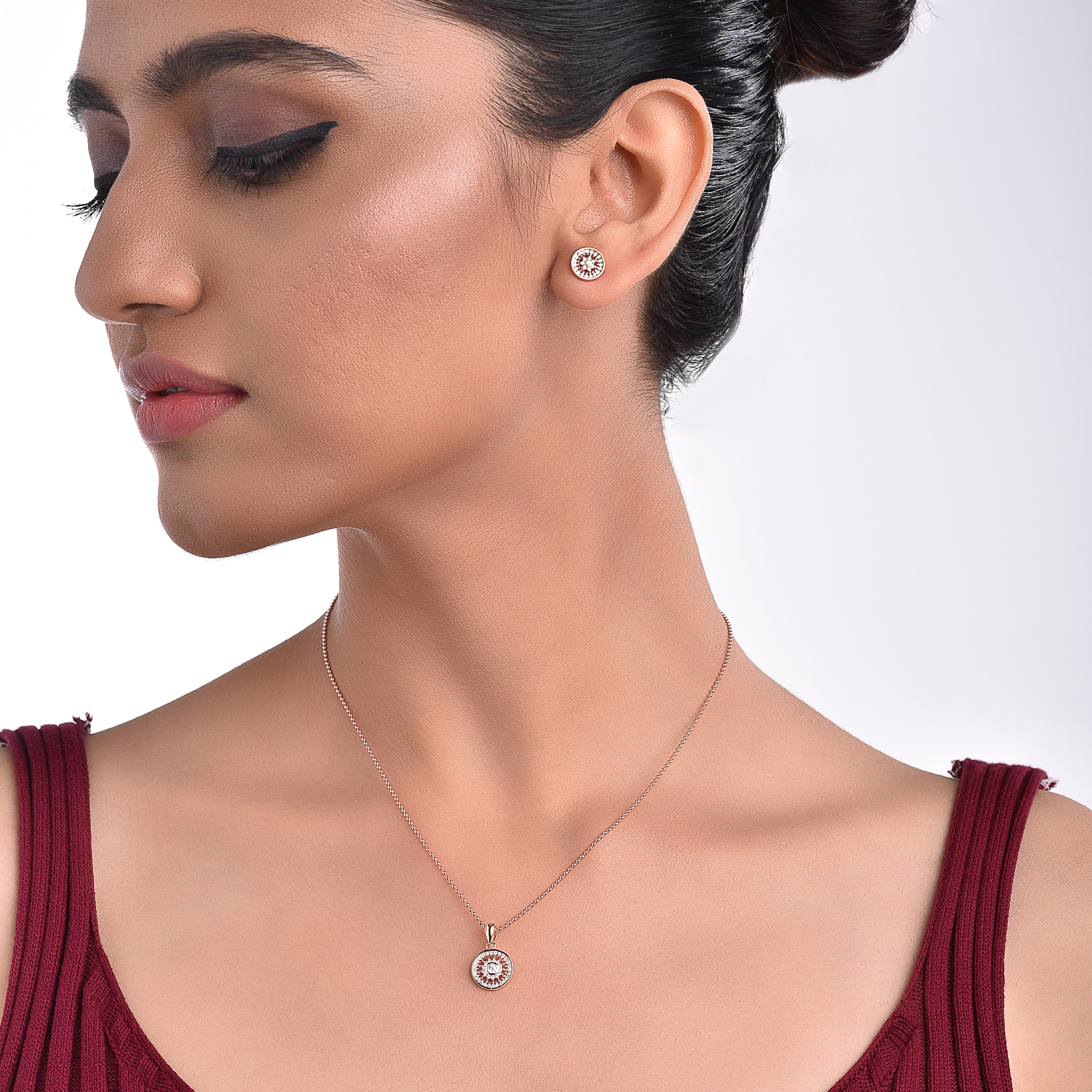 Rose Gold Zircon Iris Necklace Set