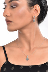 Antique Silver Crystal Dome Necklace Set