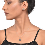 Antique Silver Crystal Heart Necklace Set