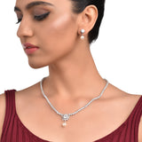 Silver Zircon Star Necklace Set