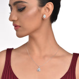 Silver Teardrop Zircon Necklace Set