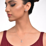 Silver Zircon Bloom Necklace Set