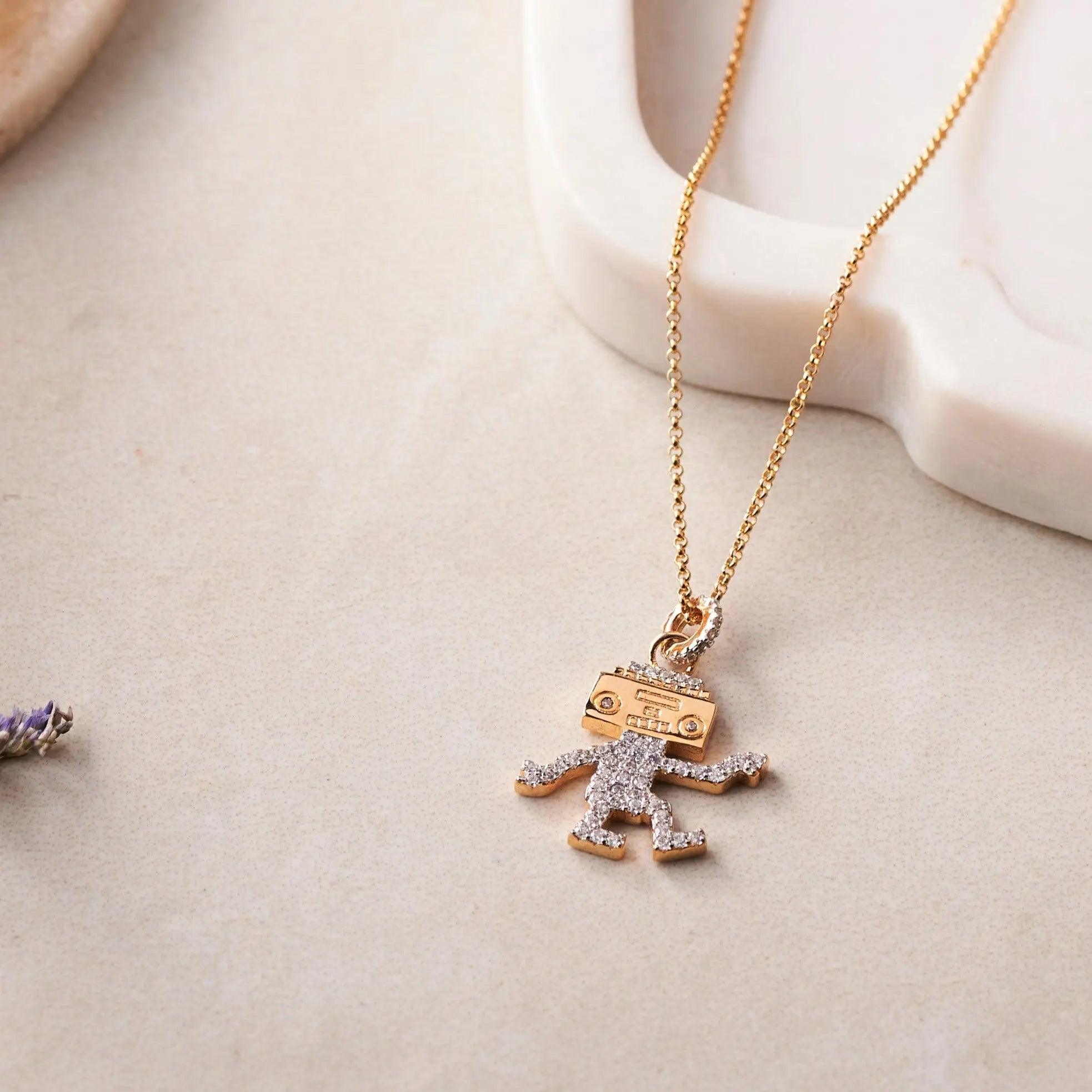Rose Gold Groovy Robo Zircon Necklace Dhanaza