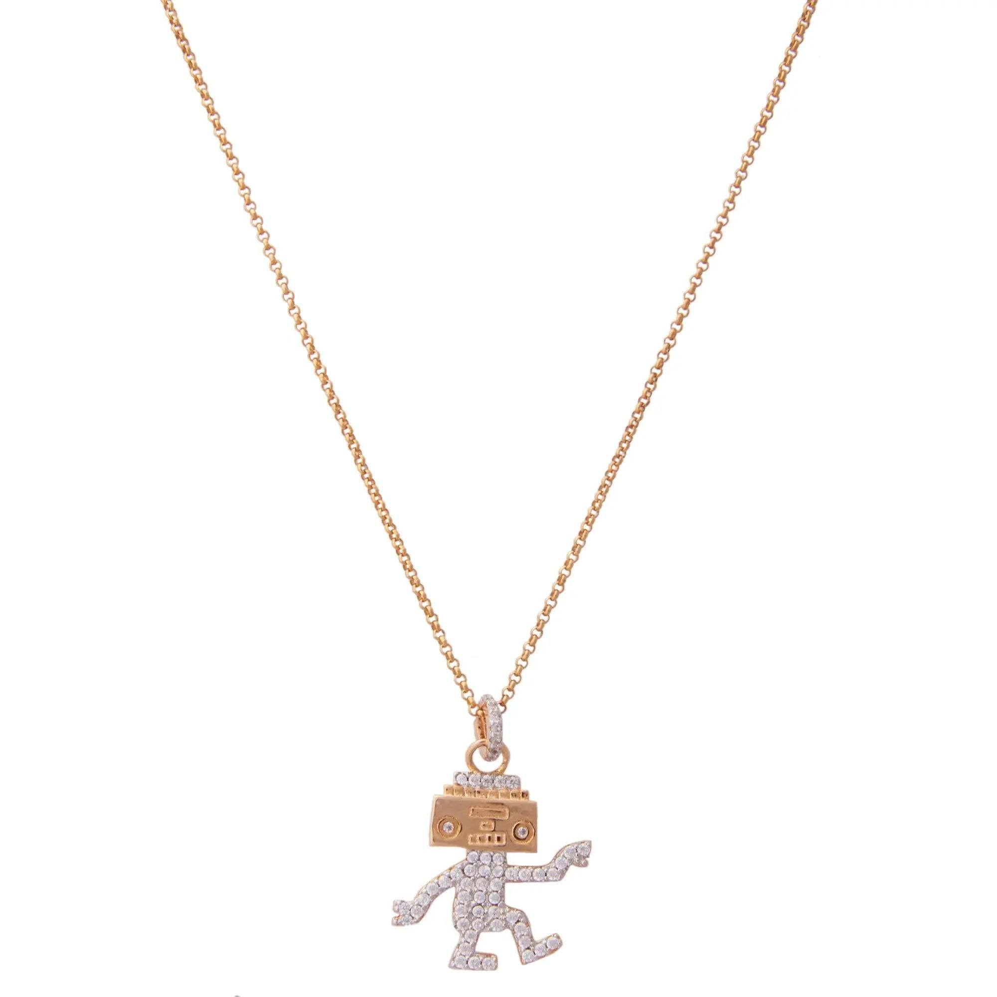 Rose Gold Groovy Robo Zircon Necklace Dhanaza
