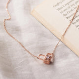 Rose Gold Locked Heart Necklace Dhanaza