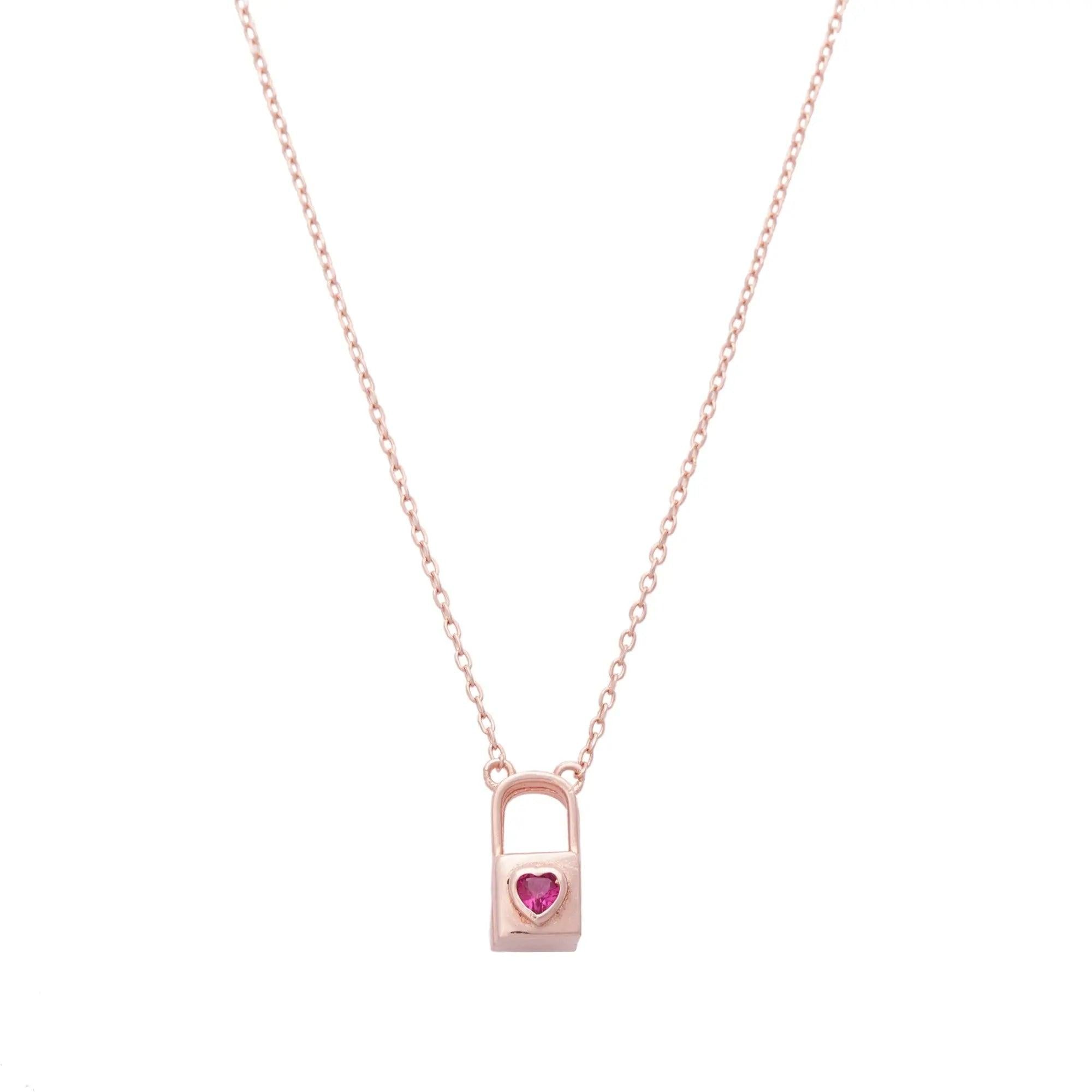 Rose Gold Locked Heart Necklace Dhanaza