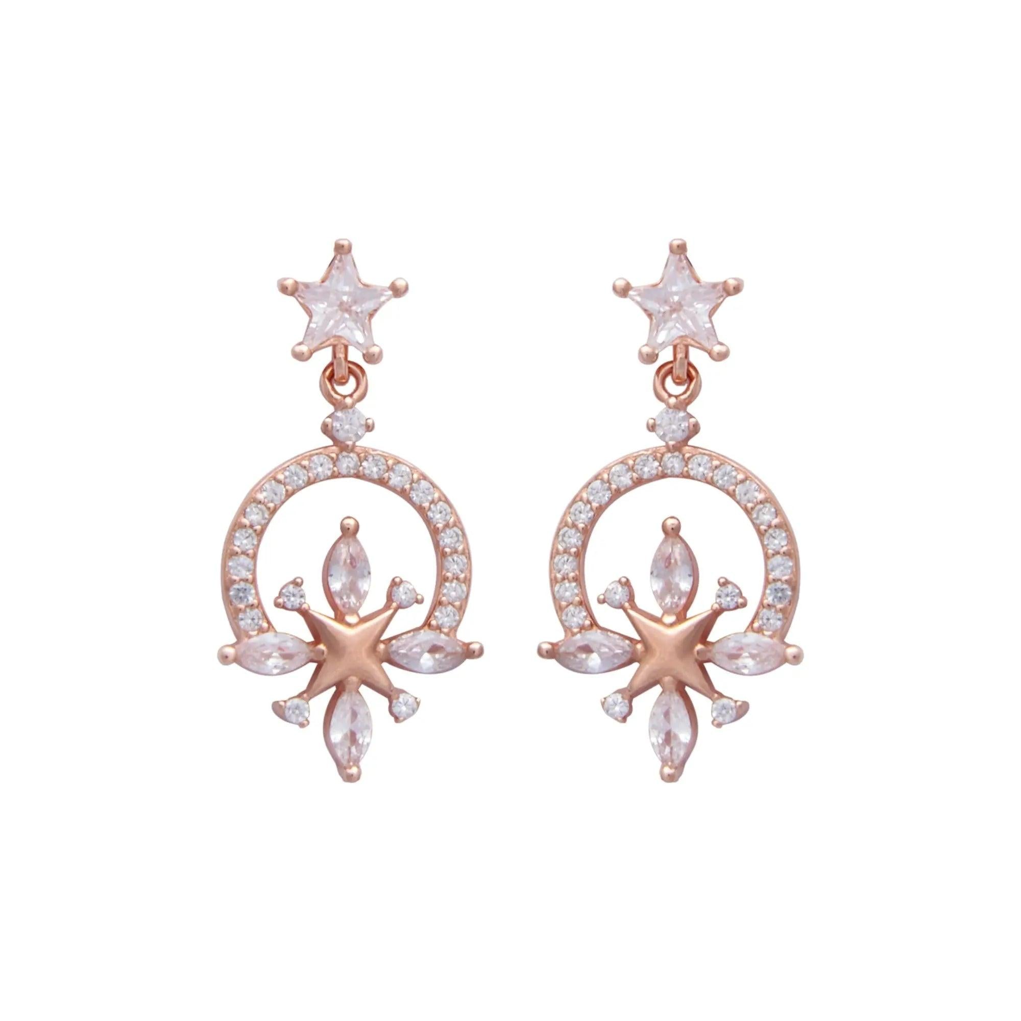Rose Gold North Star Earrings Dhanaza