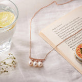 Rose Gold Teardrop Pearls Necklace Dhanaza