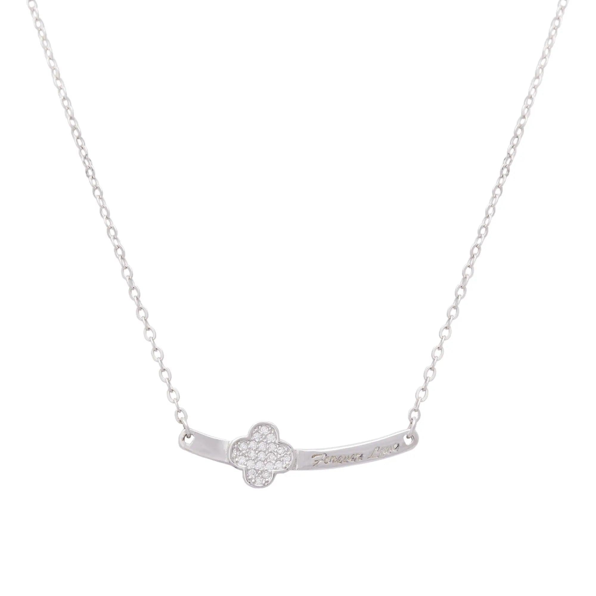 Silver 'Forever Love' Engraving Necklace Dhanaza