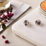 Silver 2 Flowers in a Dot Studs (Earrings) Dhanaza