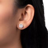 Silver Classic Halo Zircon Studs Dhanaza
