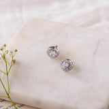 Silver Classic Halo Zircon Studs Dhanaza