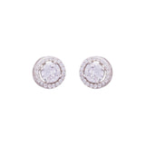 Silver Classic Halo Zircon Studs Dhanaza