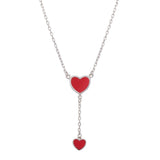 Silver Little Red Hearts Necklace Dhanaza