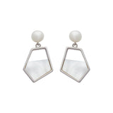 Silver Pearl Pentagon MoonStone Earrings Dhanaza