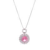 Silver Pink Halo Zircon Necklace Dhanaza
