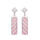 Silver Striped Box Earrings Dhanaza